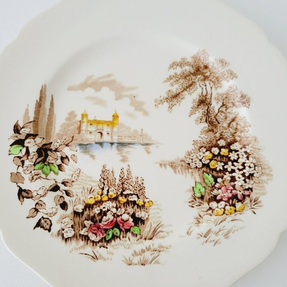 Johnson Bros Castle on The Lake Dinner Plate 10.75", Brown Multicolor, England - Picture 2 of 13